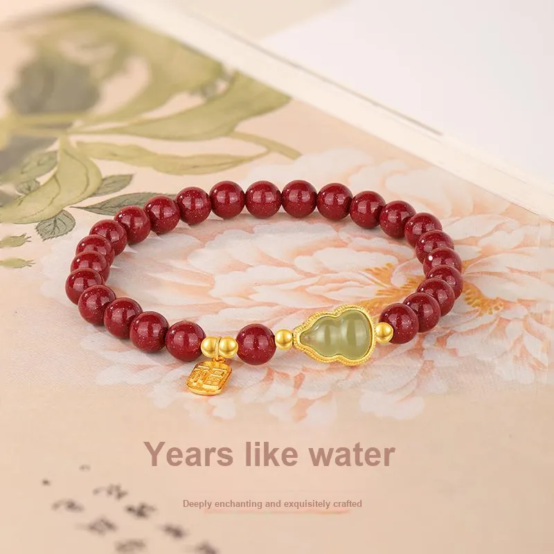 JINLIUFUJIXIANG Reconstructed Cinnabar Bracelets Unisex-2