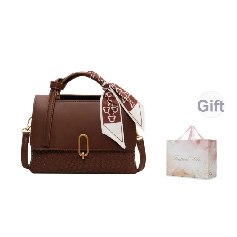 TOUTSEUL YOLO PU One Shoulder Handbag Regular Women's Black/Coffee & Brown & White/Coffee & Green-19