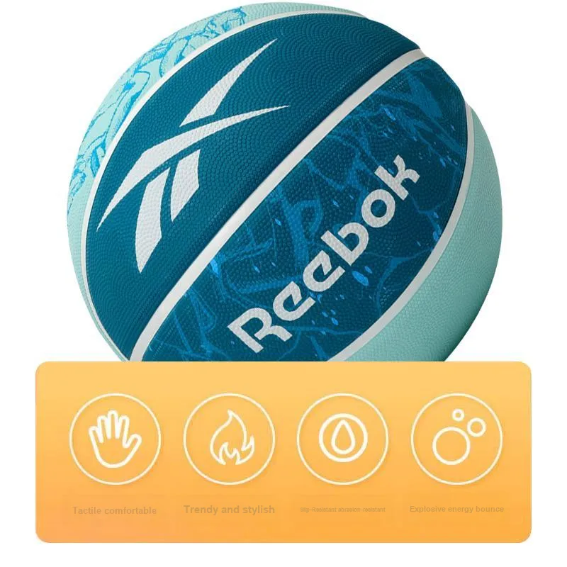 Reebok Rubber Basketball Blue Size 7 Street Training Competition Unisex-11