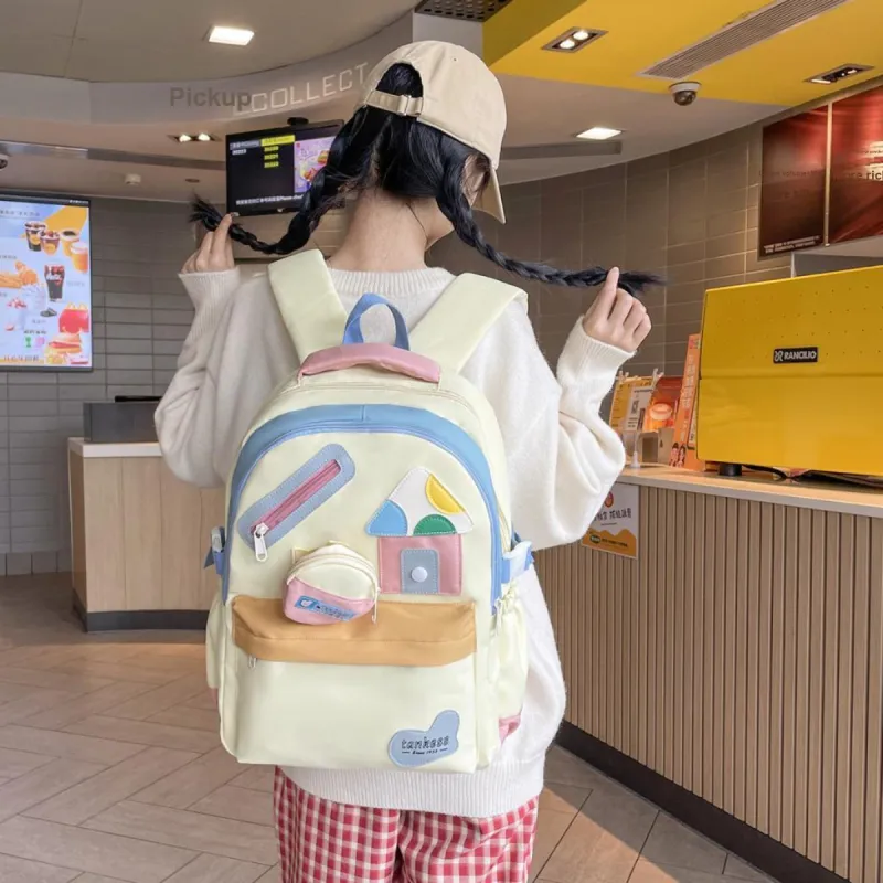 WICKBUEN Nylon Backpack Regular Unisex White/Yellow-9