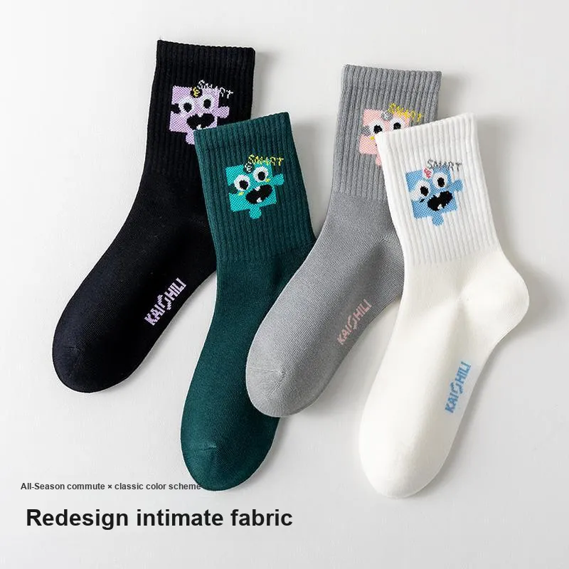 Yalu Mid Calf Socks Women's 4 Pack-11