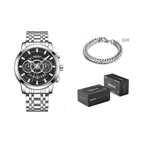 Miniso Кварцевый механизм стальной ремешок мужские часы черный циферблат