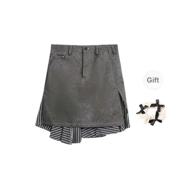 TURN UP Casual Short Skirts Women's Dark Gray+Bowknot Hair Tie Comes With