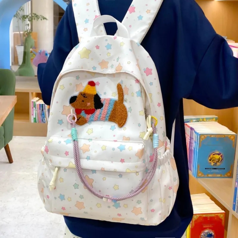 URBAN FOREST Nylon Backpack Unisex Beige/White-1