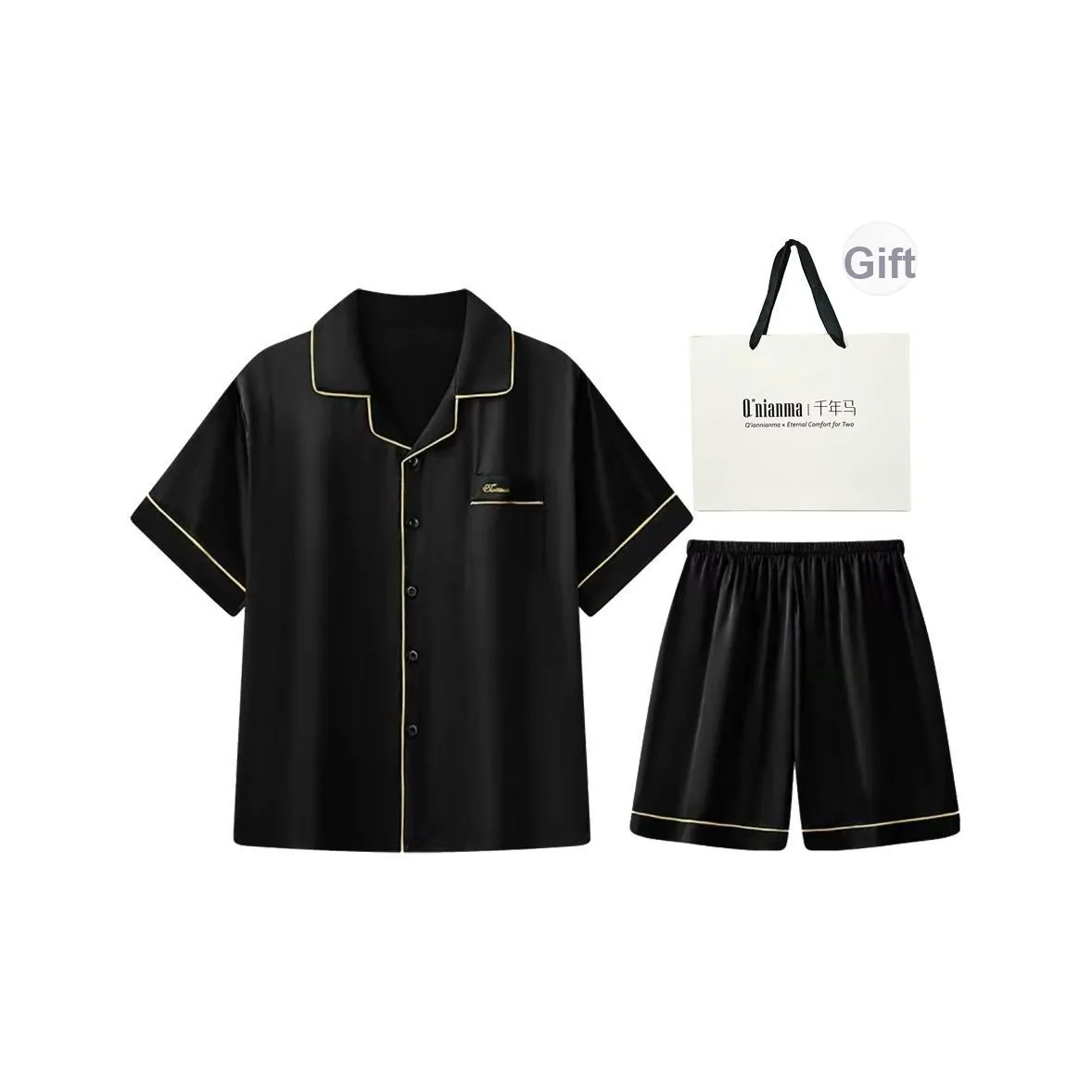Q'NIANMA Стена Черный Мужской Подарочный Набор Пижам