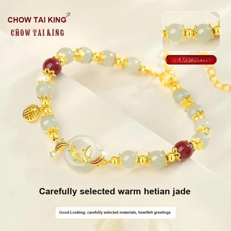 CHOW TAI KING Hetian Jade Bracelets White Jade/Pale Greenish White Jade Women's-2