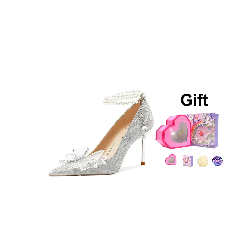 Crelinkxlat Slim Heel High Heels Women's Silver-16
