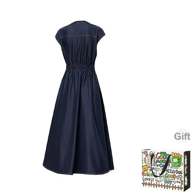 PZHK Sleeveless Dresses Women's Dark Blue Shopping Bag-1