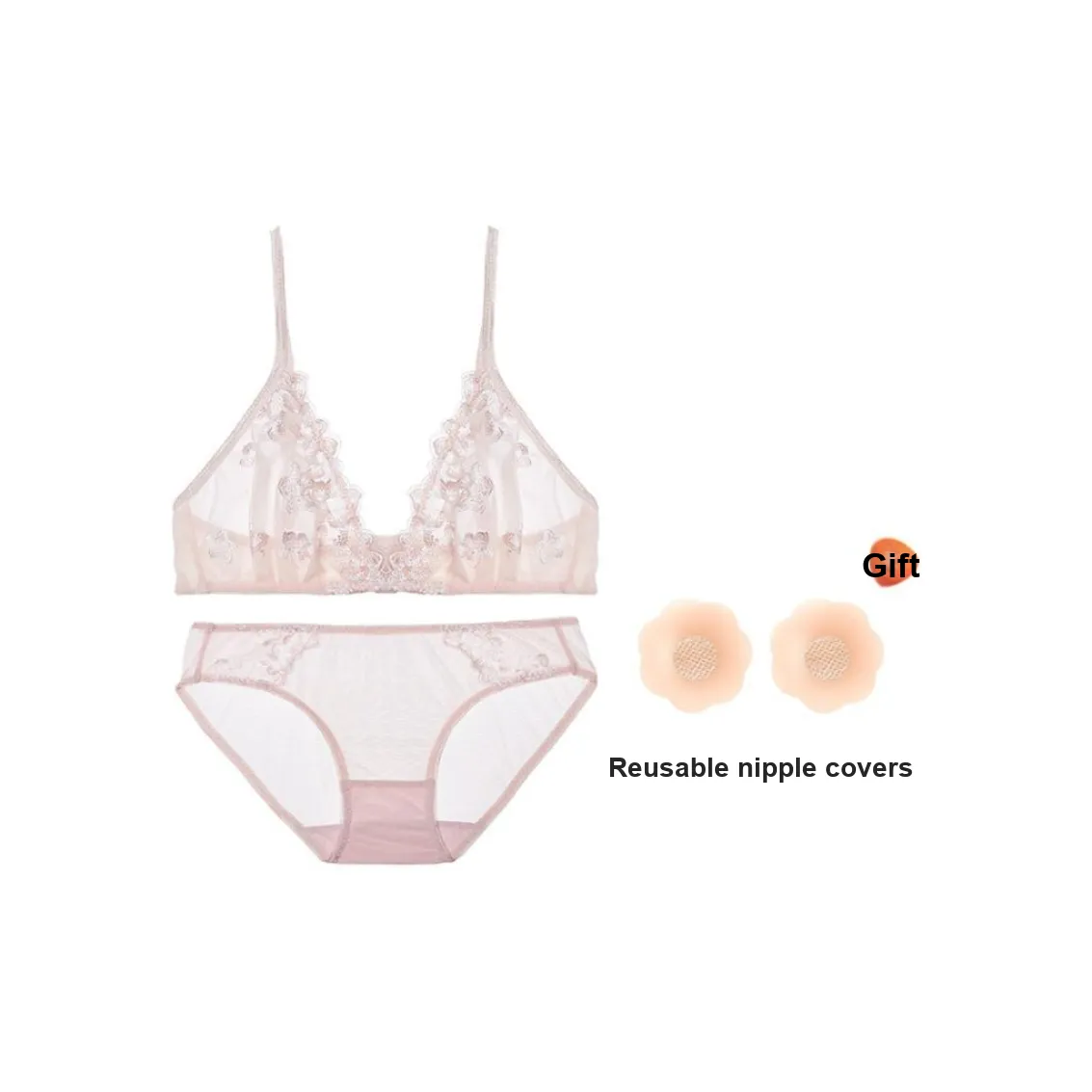 FREELASS Underwear Set Women's Free Breast Petal 1 Pair Light Pink