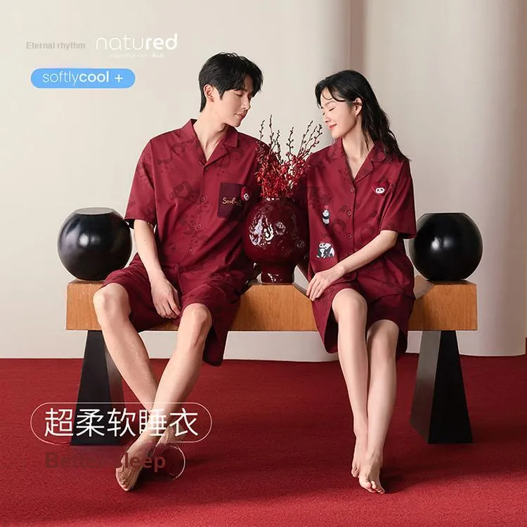JINGYUN Pajama Set Unisex Burgundy-1
