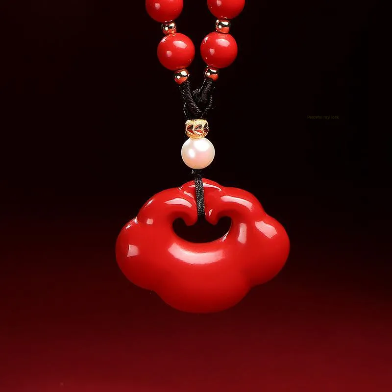 With The Heart Of The Jade Reconstructed Cinnabar Necklaces Unisex-1