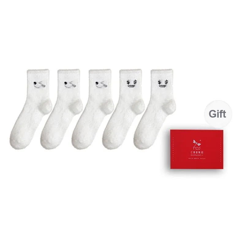 RED DRAGONFLY Mid-Calf Socks Women's Box 5-Pack-13