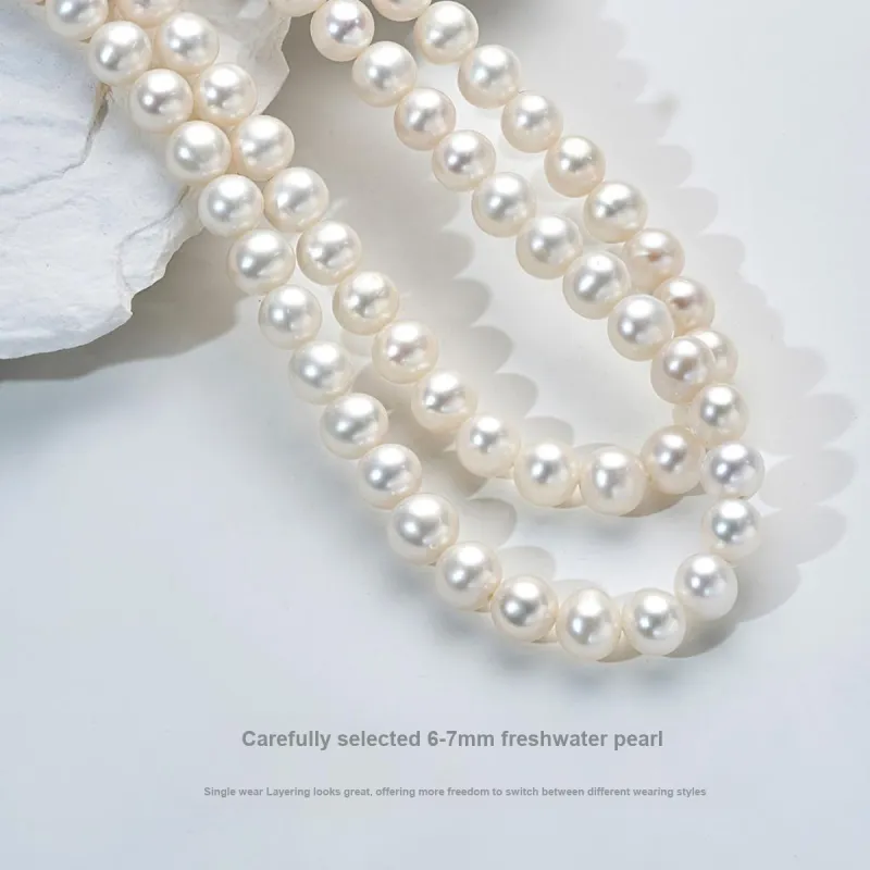 ME LUXE Pearl Double Layer Buckle Necklace, Elegant And Dignified Women's-2