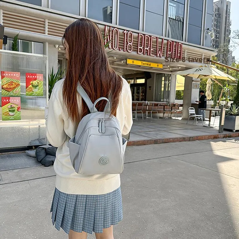 MARKANGARO Fabric Backpack Women's White/Black/Blue/Khaki/Green-11