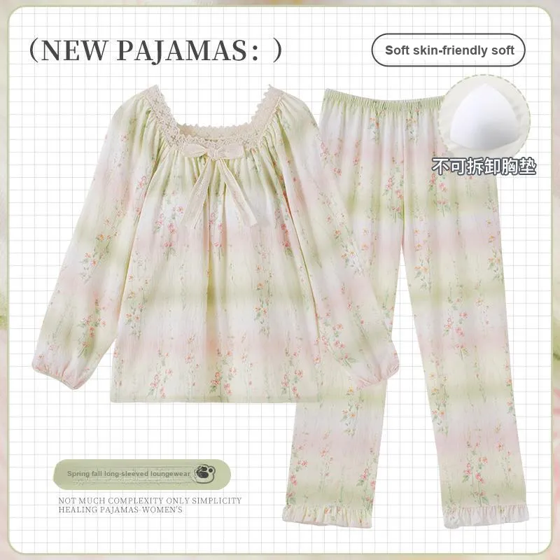 OUSHIBO Pajama Set Women's Apricot-1