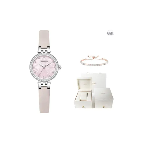 GOLGEN Кварцевый механизм Часы Женские Синий циферблат