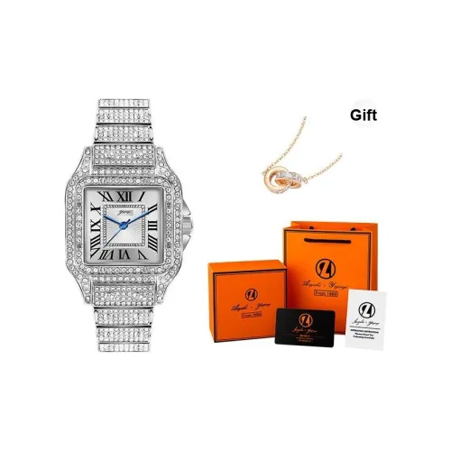 Yajiayi Кварцевый механизм ремешок из нержавеющей стали женские часы белый циферблат