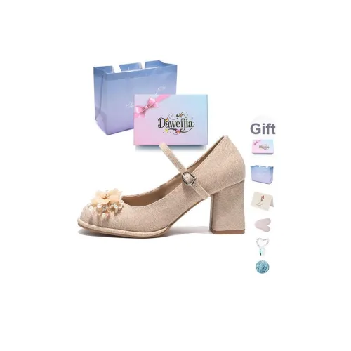Dawei's House Грубый каблук Туфли Мэри Джейн Женские Абрикос