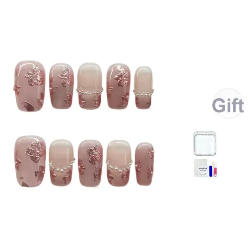 HUYONG Цветочное великолепие False Nail Короткий LADDER Flashing Розовый Градиентный 14mm