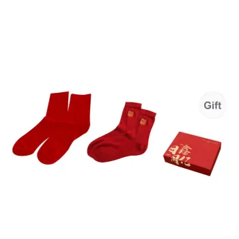 JINSANT Mid Calf Socks Men's 2 Pack Red
