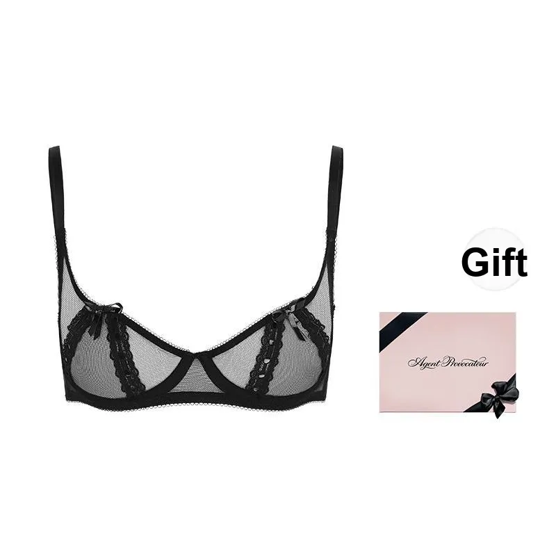 Agent Provocateur Lace Patent Leather Bowknot Bra Women's Black