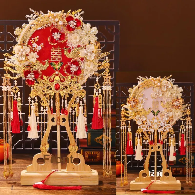 Snow Bunches Traditional Chinese Style Handcrafted Premium Face Shielding Joy Fan-1