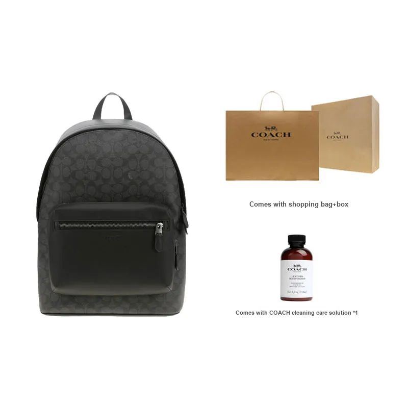 COACH Canvas Coated Canvas Backpack Large Size Unisex Charcoal-7