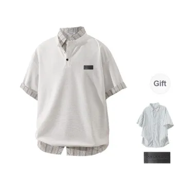OGEK T Shirt Unisex White Comes With White Blue Shirt+Brooch
