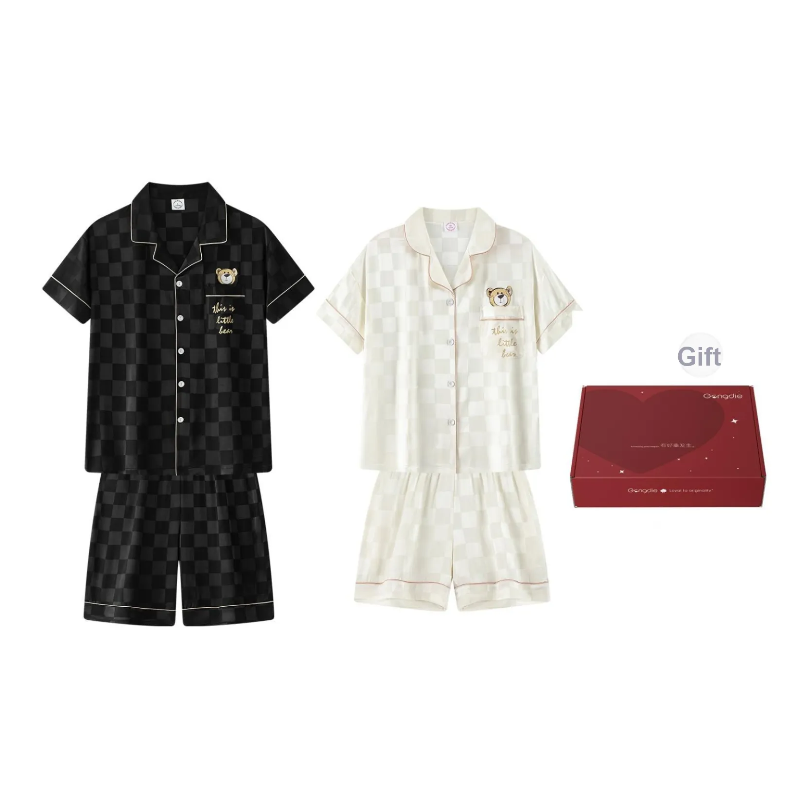 Gongdie Пижамный комплект Подарочная коробка Унисекс 2 Набора Одежды