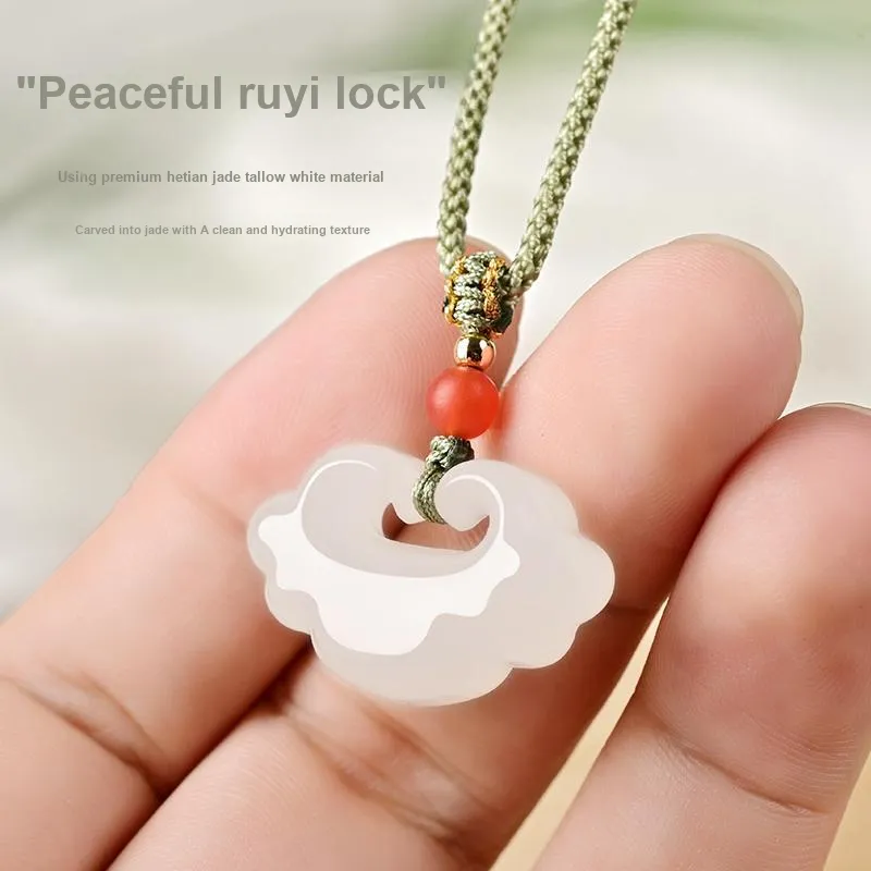 KUNYUYAO Hetian Jade Pendants White Jade Unisex-50