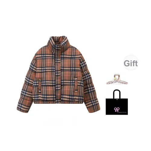 OYANXI Хаки Клетка Женские Пуховики