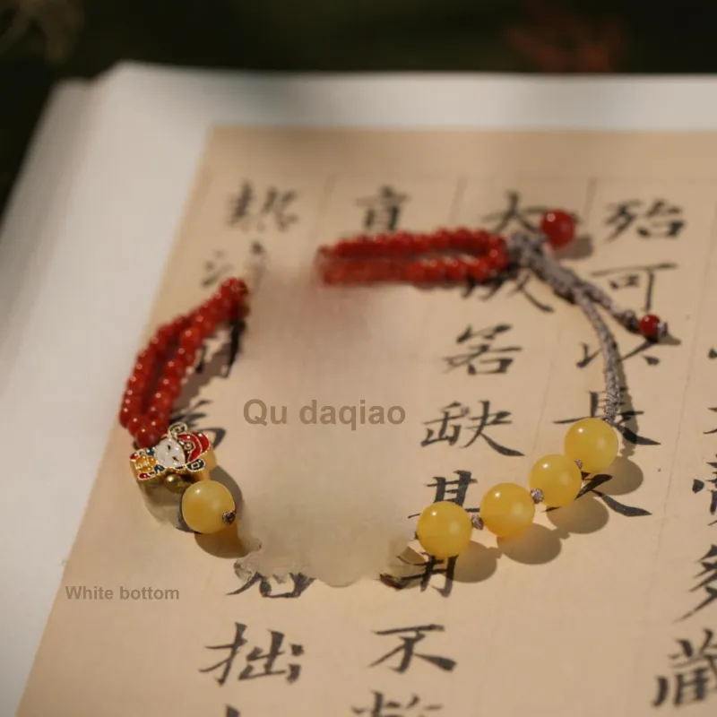 Clear Snow Southern Red Agate/Beeswax Bracelets Unisex-7
