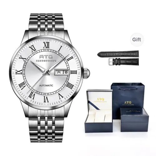 ATQ Elegant Series Automatic Mechanical Movement Stainless Steel Watchband Watch Men's Watches White Dial