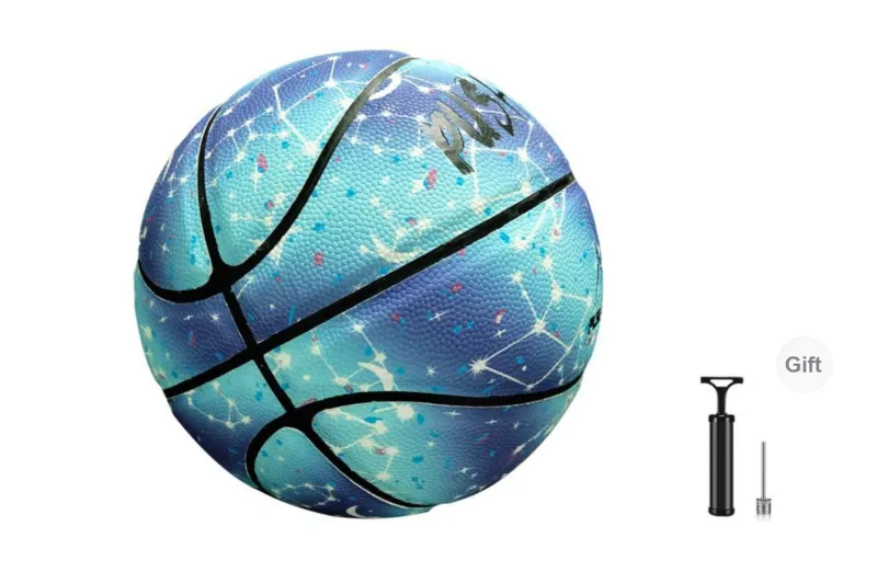 PUSHOVER PU Basketball Blue Tie Dye Size 7 Glow In The Dark Unisex-7