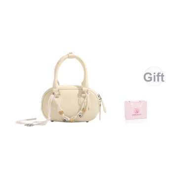 Pivsnu Synthetic Leather Shoulder Bag, Crossbody Bag, Handbag Women's Cream Yellow/Dark Chocolates