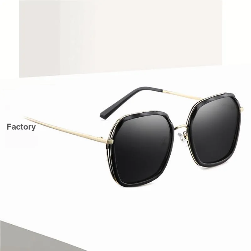 VINEY Sunglasses Unisex Polarized Black Frame With Black Gray Lens-1