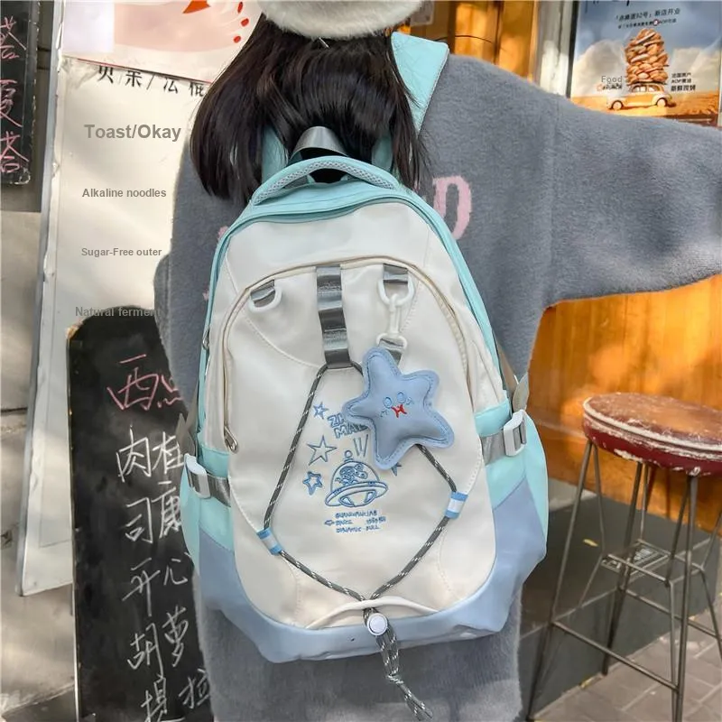 KAMLUI Nylon Fabric Backpack Unisex Multicolor-4