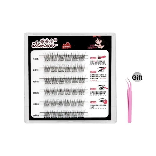 ZHENZHENSHINAIER 6 рядов не клеящихся накладных ресниц Fish Tail естественная длина удлиняющий стиль