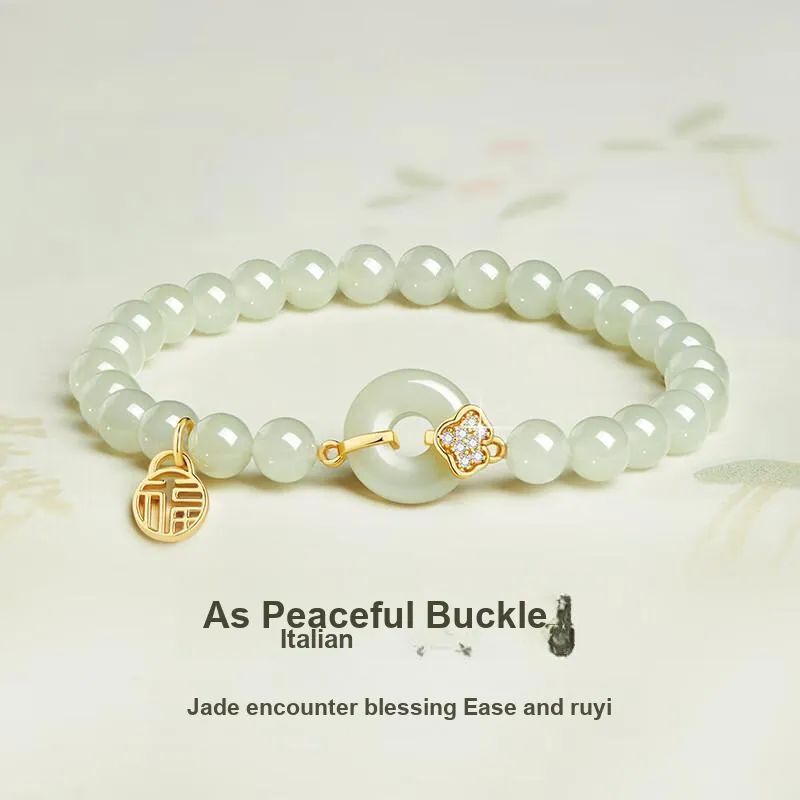 QIANCHANG Hetian Jade Bracelets Pale Greenish White Jade Women's-1