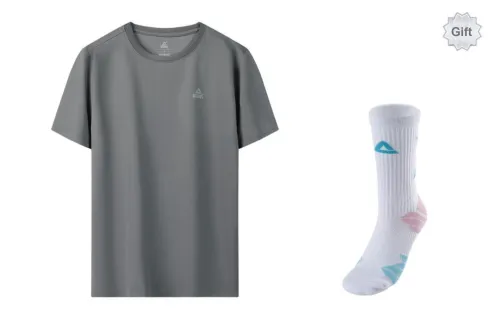 PEAK Comprehensive Sports Series T Shirts Men Gray Comes With Socks