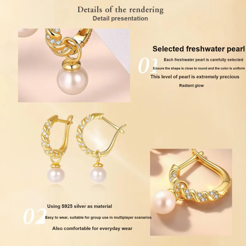 LAOMIAO Freshwater Pearl Earrings Women's-3