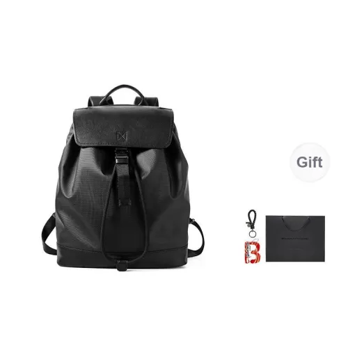 Sharkborough Top Grain Cow Leather Backpack Regular Men's Black