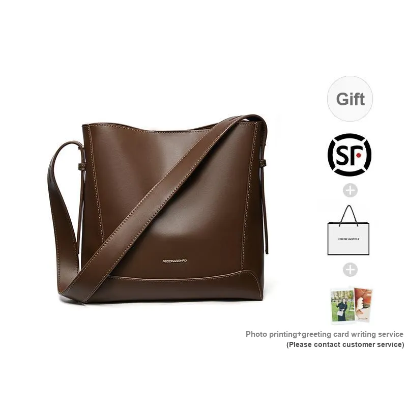 RED DRAGONFLY PU Leather Tote Crossbody Bag Shoulder Bag Handbag Regular Women's Apricot/Coffee-0