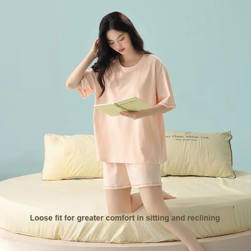 White Ran Pajama Set Women's Tangerine Pink-4