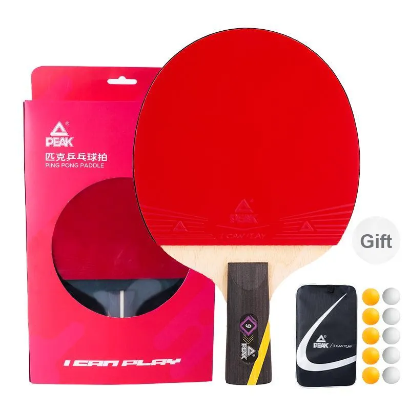 PEAK Ping Pong Paddles Unisex 7 Layer Solid Wood Black Red-4