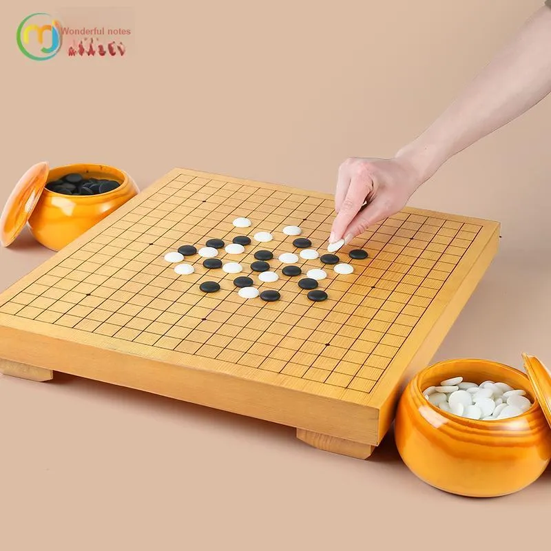 Miao Ji Go Five In A Row 4cm Extra Thick New Zelkova Go Stone Set With Spruce Stone Holder And Bag Board Games-2