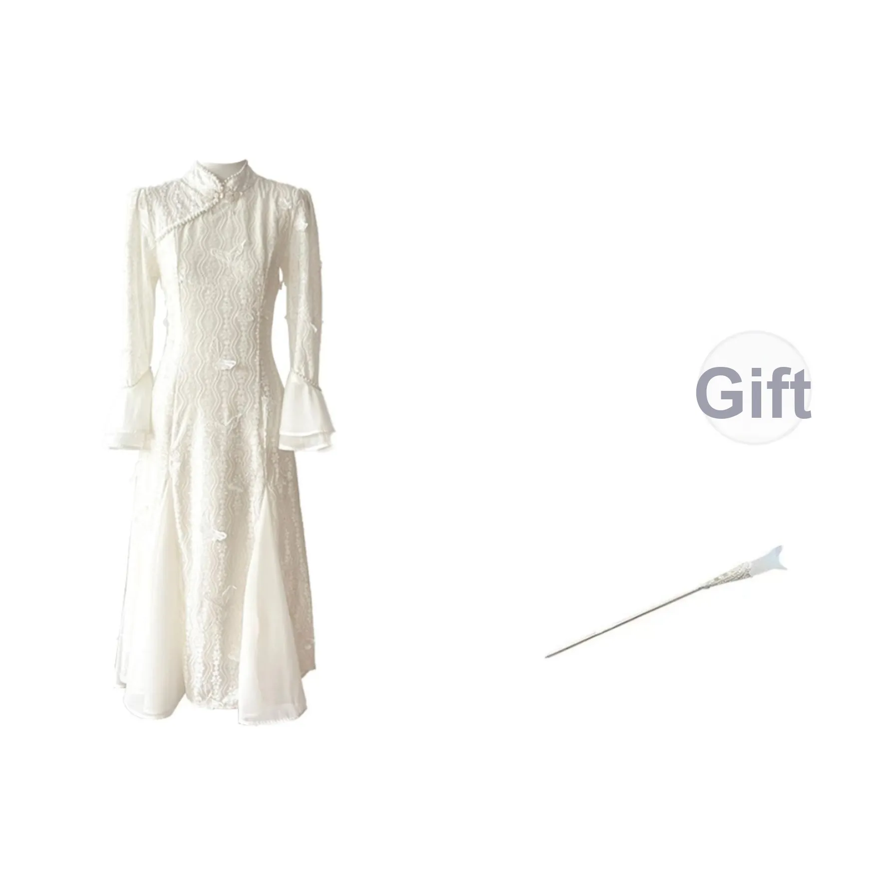 BABYLYCHEE STUDIO Длинное платье с длинными рукавами женское