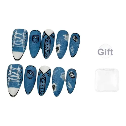 BDQC Матовый Кеды с Креативным Ручной Рисунка Осветляющий False Nail Миндаль Средний Лестница Синий Однотонный