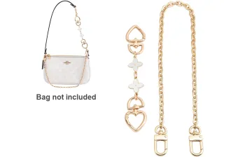 Luxury Care Artisan Workshop Bag Straps White Four-Leaf Clover 15cm+Decorative Chain 40cm