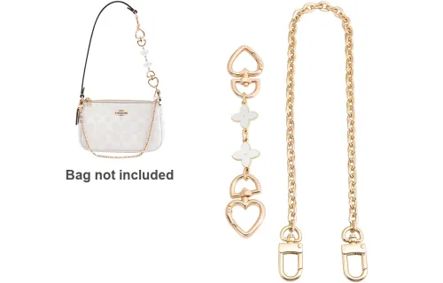 Luxury Care Artisan Workshop Bag Straps White Four Leaf Clover 15cm+Decorative Chain 40cm